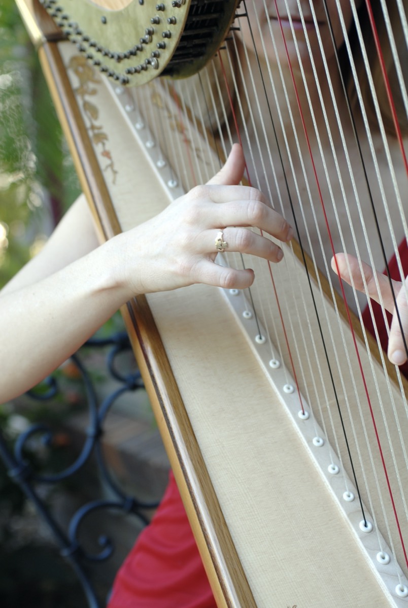 Hands of harpist