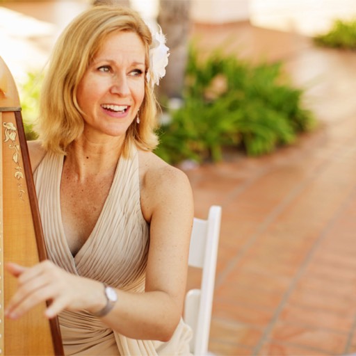 Laurie Rasmussen harpist at Hilton Hotel, Santa Barbara